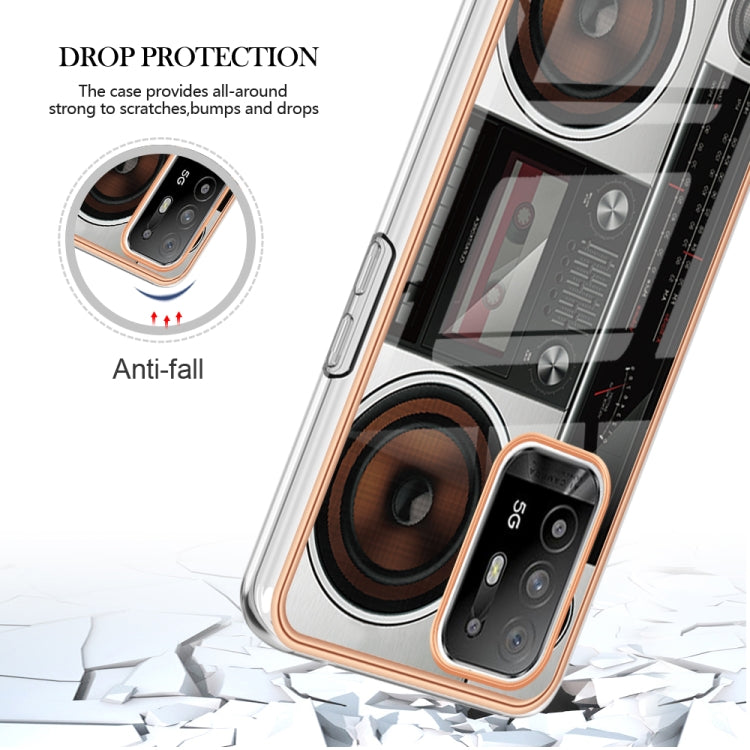 For OPPO A94 5G / A95 5G Electroplating Marble Dual-side IMD Phone Case(Retro Radio) - OPPO Cases by buy2fix | Online Shopping UK | buy2fix