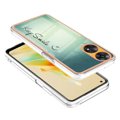 For OPPO Reno8 T 4G Electroplating Marble Dual-side IMD Phone Case(Smile) - OPPO Cases by buy2fix | Online Shopping UK | buy2fix