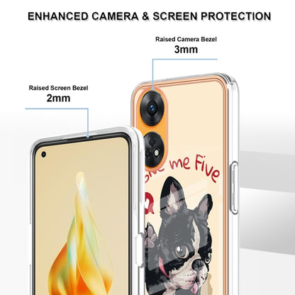 For OPPO Reno8 T 4G Electroplating Marble Dual-side IMD Phone Case(Lucky Dog) - OPPO Cases by buy2fix | Online Shopping UK | buy2fix