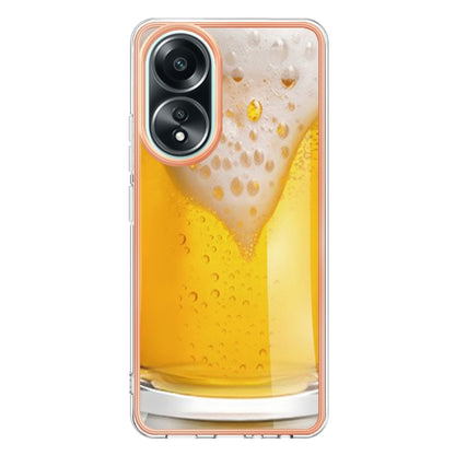 For OPPO A58 4G Electroplating Marble Dual-side IMD Phone Case(Draft Beer) - OPPO Cases by buy2fix | Online Shopping UK | buy2fix