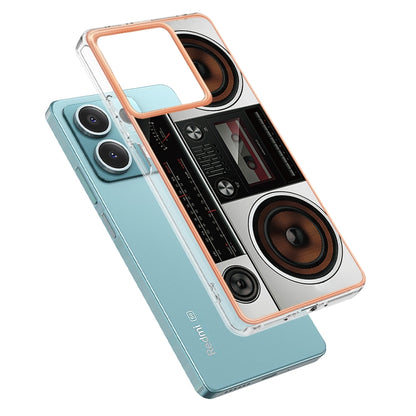 For Xiaomi Redmi Note 13 5G Electroplating Marble Dual-side IMD Phone Case(Retro Radio) - Note 13 Cases by buy2fix | Online Shopping UK | buy2fix