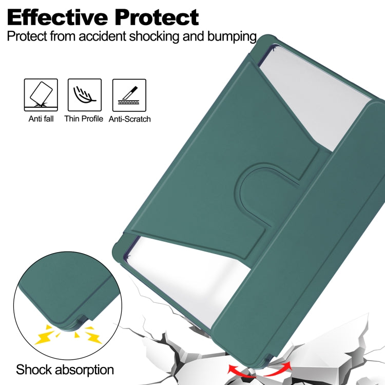 For Samsung Galaxy Tab S9 360 Rotation Transparent Smart Leather Case with Keyboard(Dark Green) - Galaxy Tab S9 Cases by buy2fix | Online Shopping UK | buy2fix