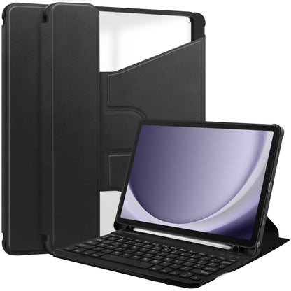 For Samsung Galaxy Tab A9+ 360 Rotation Transparent Smart Leather Case with Keyboard(Black) - Galaxy Tab A9+ by buy2fix | Online Shopping UK | buy2fix