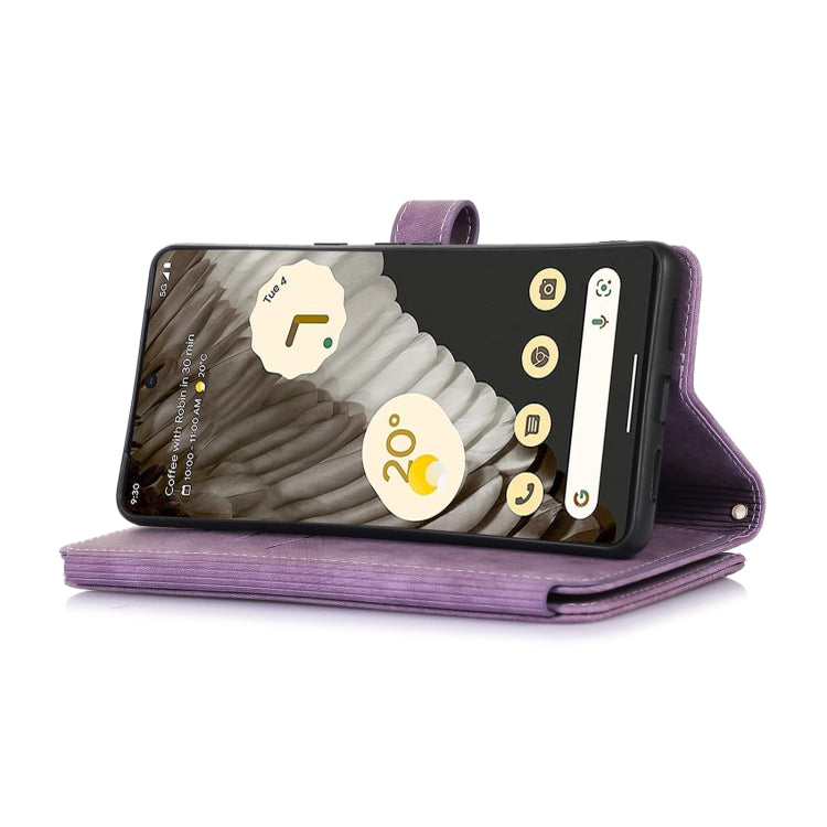 For Google Pixel 7 Pro Dream 9-Card Wallet Zipper Bag Leather Phone Case(Purple) - Google Cases by buy2fix | Online Shopping UK | buy2fix