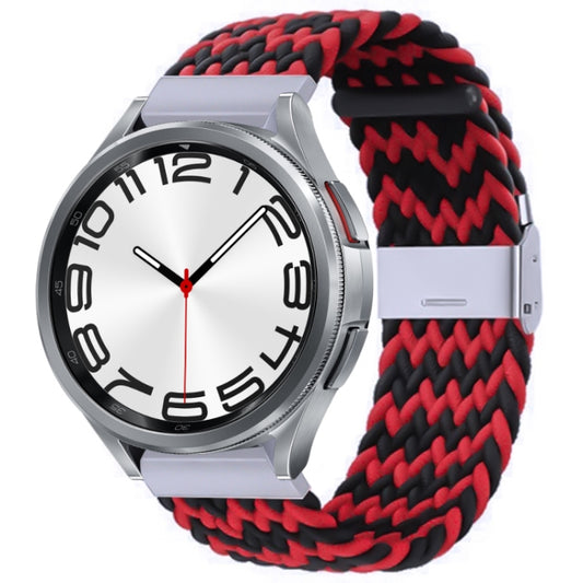 For Samsung Galaxy Watch 6 / 6 Classic Nylon Braided Metal Buckle Watch Band(W Red Black) - Watch Bands by buy2fix | Online Shopping UK | buy2fix