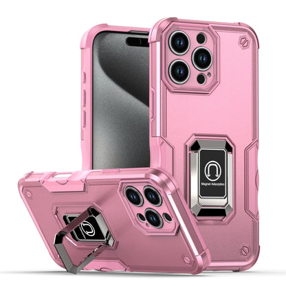 For iPhone 16 Pro Max Ring Holder Non-slip Shockproof Armor Phone Case(Pink) - iPhone 16 Pro Max Cases by buy2fix | Online Shopping UK | buy2fix