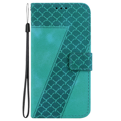 For Realme 12 5G 7-shaped Embossed Leather Phone Case(Green) - Realme Cases by buy2fix | Online Shopping UK | buy2fix