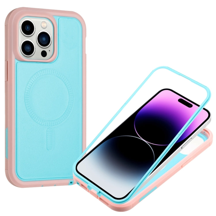 For iPhone 13 Pro Max Defender Series XT MagSafe Magnetic PC + TPU Shockproof Phone Case(Turquoise+Pink) - iPhone 13 Pro Max Cases by buy2fix | Online Shopping UK | buy2fix