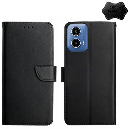 For Motorola Moto G04 / G24 Genuine Leather Fingerprint-proof Horizontal Flip Phone Case(Black) - Motorola Cases by buy2fix | Online Shopping UK | buy2fix