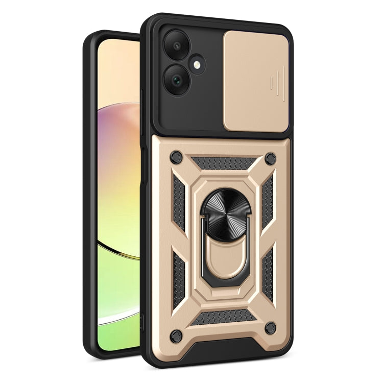 For Samsung Galaxy A05 Sliding Camera Cover Design TPU+PC Phone Case(Gold) - Galaxy Phone Cases by buy2fix | Online Shopping UK | buy2fix