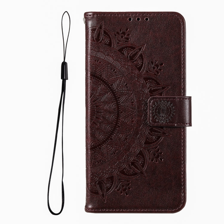 For iPhone 16 Pro Max Totem Flower Embossed Leather Phone Case(Brown) - iPhone 16 Pro Max Cases by buy2fix | Online Shopping UK | buy2fix