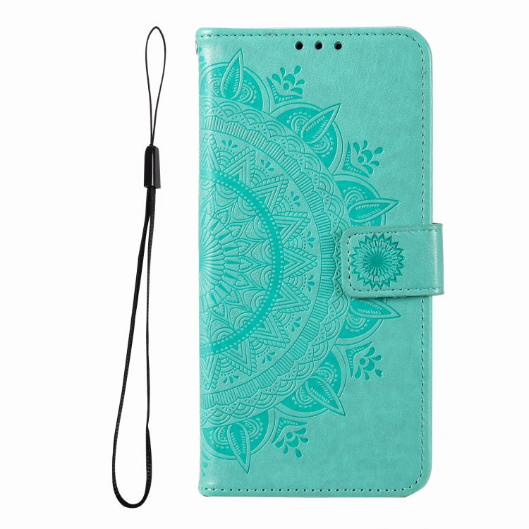 For iPhone 16 Pro Totem Flower Embossed Leather Phone Case(Green) - iPhone 16 Pro Cases by buy2fix | Online Shopping UK | buy2fix