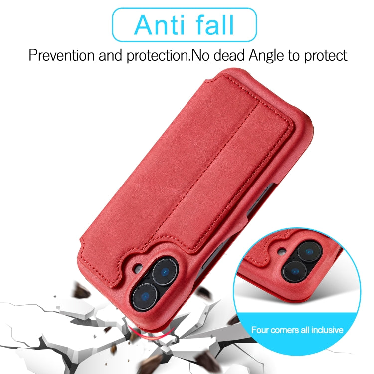 For iPhone 16 Plus LC.IMEEKE Hon Ancient Series Flip Leather Phone Case(Red) - iPhone 16 Plus Cases by LC.IMEEKE | Online Shopping UK | buy2fix