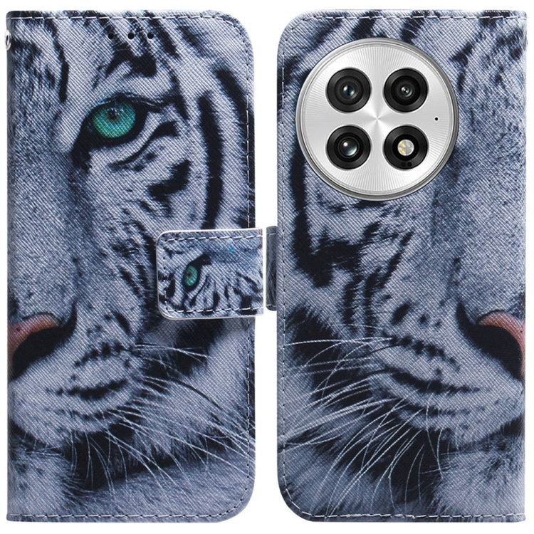 For OnePlus 13 Coloured Drawing Flip Leather Phone Case(Tiger) - OnePlus Cases by buy2fix | Online Shopping UK | buy2fix