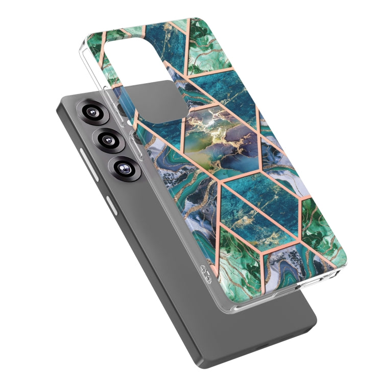 For Samsung Galaxy S25 Ultra 5G Electroplating Splicing Marble TPU Phone Case(Blue Green) - Galaxy S25 Ultra 5G Cases by buy2fix | Online Shopping UK | buy2fix