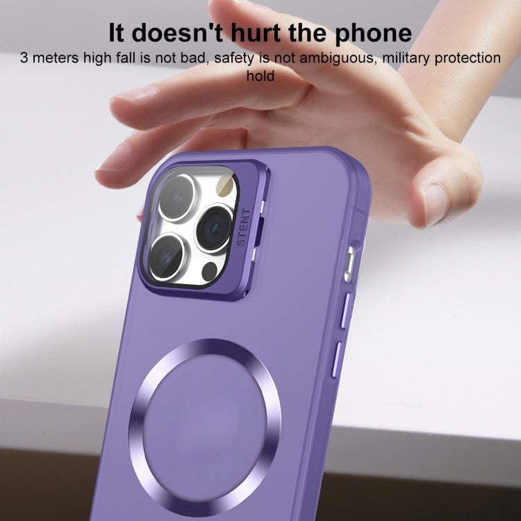 For iPhone 14 Plus Skin Feel CD Texture MagSafe Lens Holder Phone Case(Dark Purple) - iPhone 14 Plus Cases by buy2fix | Online Shopping UK | buy2fix