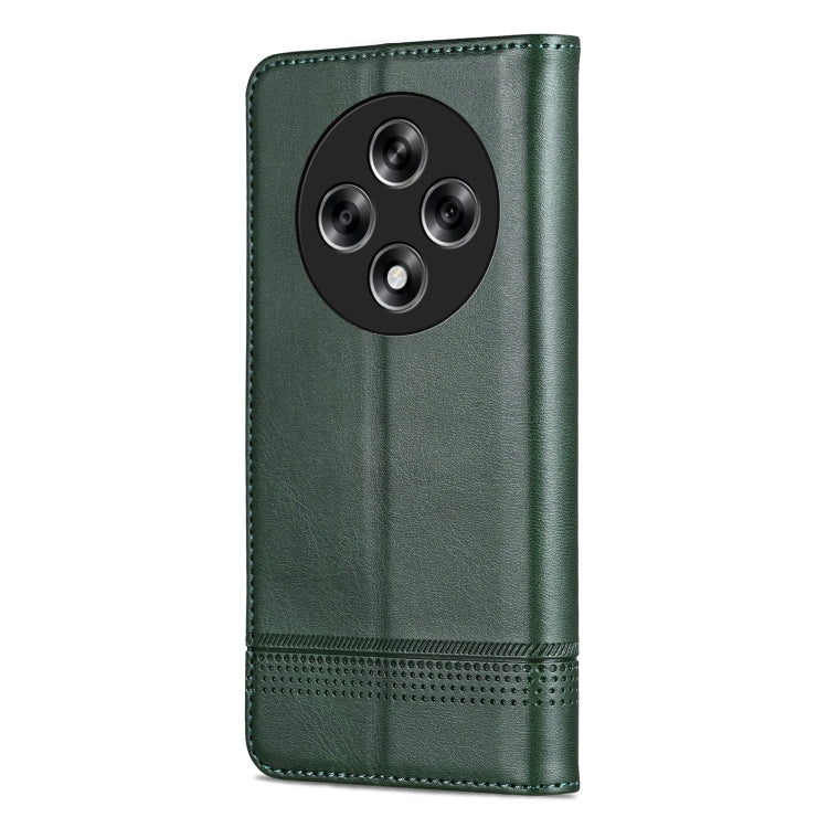 For OPPO Reno12 F 4G AZNS Magnetic Calf Texture Flip Leather Phone Case(Dark Green) - Reno12 F Cases by AZNS | Online Shopping UK | buy2fix