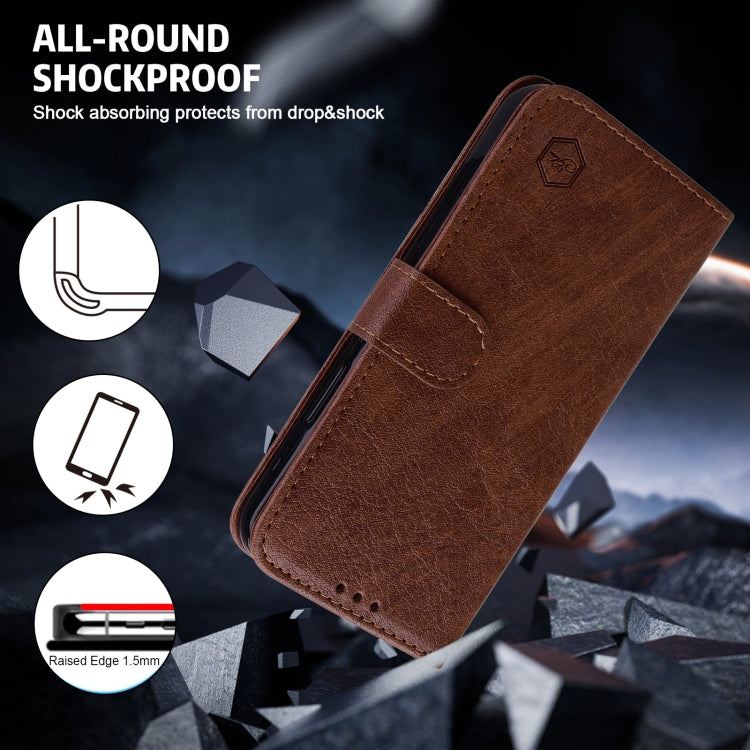 For iPhone 16 Skin Feeling Oil Leather Texture PU + TPU Phone Case(Brown) - iPhone 16 Cases by buy2fix | Online Shopping UK | buy2fix