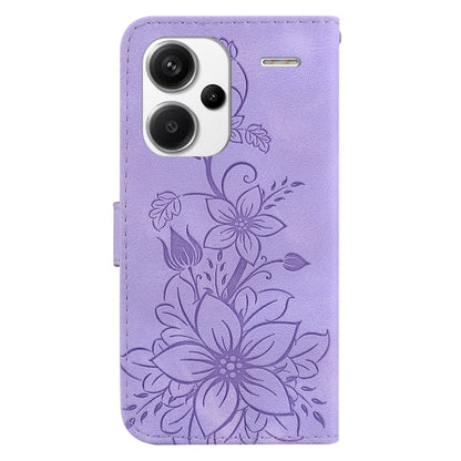 For Xiaomi Redmi Note 13 Pro+ 5G Lily Embossed Leather Phone Case(Purple) - Note 13 Pro+ Cases by buy2fix | Online Shopping UK | buy2fix