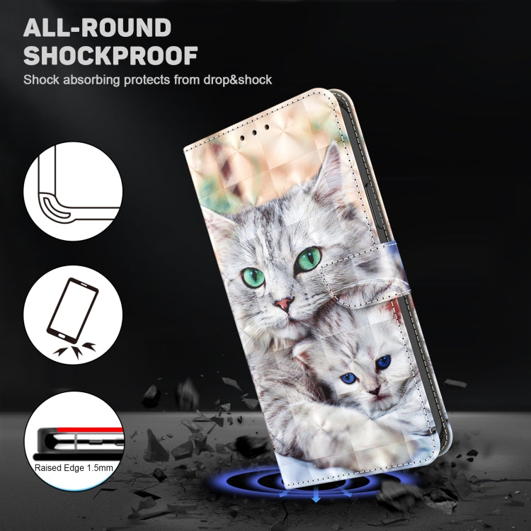 For iPhone 16 Pro Max 3D Painted Leather Phone Case(Two Loving Cats) - iPhone 16 Pro Max Cases by buy2fix | Online Shopping UK | buy2fix