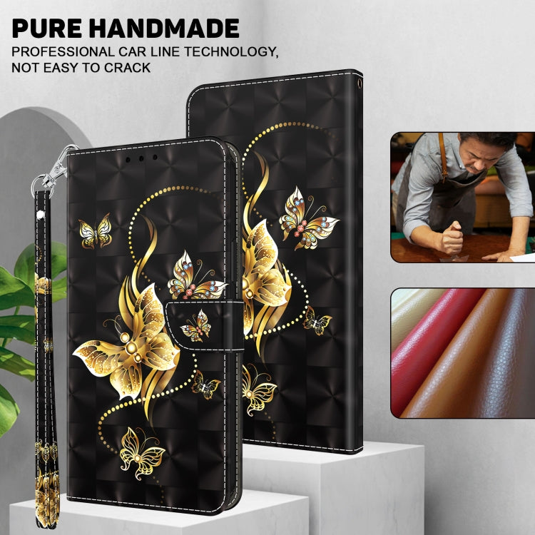 For iPhone 16 Pro Max 3D Painted Leather Phone Case(Golden Swallow Butterfly) - iPhone 16 Pro Max Cases by buy2fix | Online Shopping UK | buy2fix