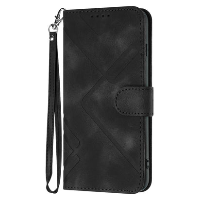 For iPhone SE 2024 Line Pattern Skin Feel Leather Phone Case(Black) - More iPhone Cases by buy2fix | Online Shopping UK | buy2fix