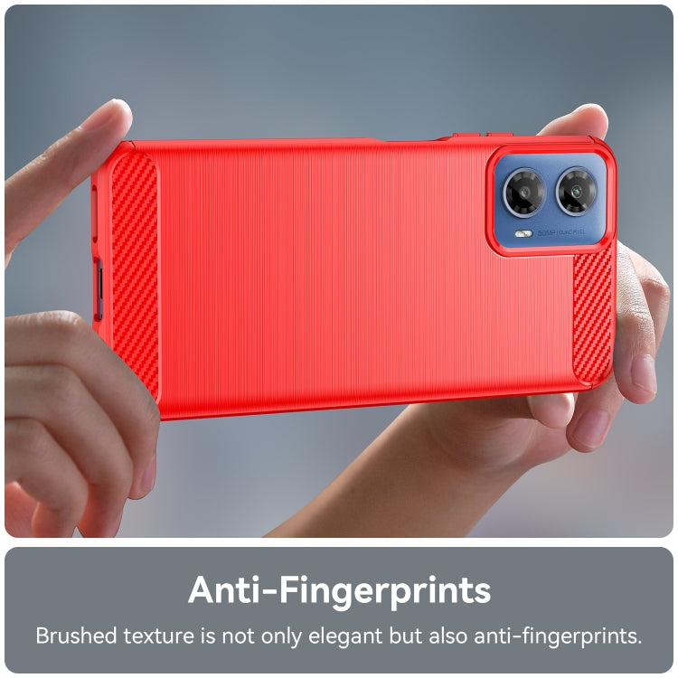 For Motorola Moto G34 Brushed Texture Carbon Fiber TPU Phone Case(Red) - Motorola Cases by buy2fix | Online Shopping UK | buy2fix