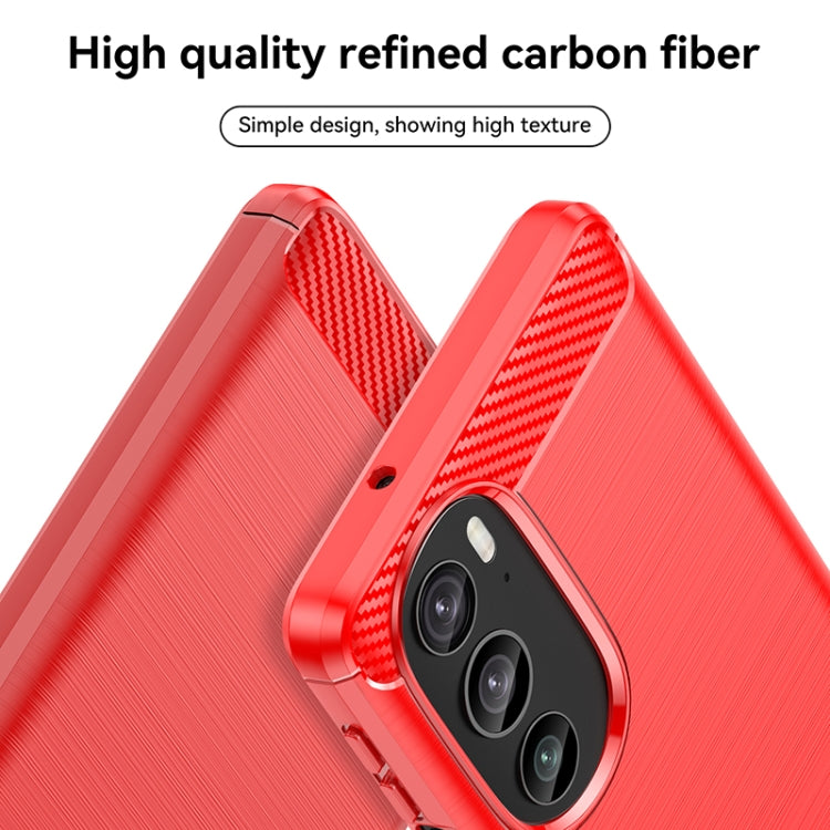 For Motorola Edge+ 2022 Brushed Texture Carbon Fiber TPU Phone Case(Red) - Motorola Cases by buy2fix | Online Shopping UK | buy2fix