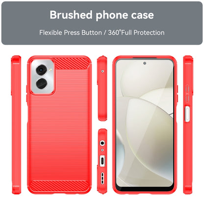 For Motorola Moto G Power 2024 Brushed Texture Carbon Fiber TPU Phone Case(Red) - Motorola Cases by buy2fix | Online Shopping UK | buy2fix