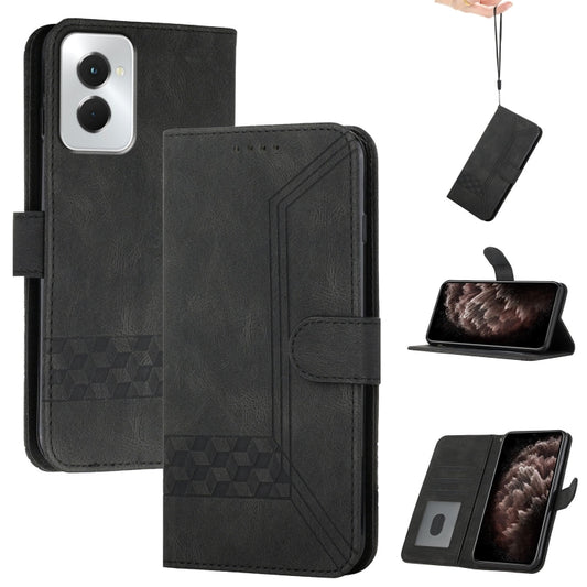 For Motorola Moto G Power 5G 2024 Cubic Skin Feel Flip Leather Phone Case(Black) - Motorola Cases by buy2fix | Online Shopping UK | buy2fix