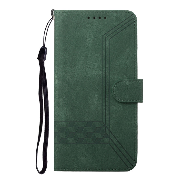 For Motorola Moto G Stylus 5G 2024 Cubic Skin Feel Flip Leather Phone Case(Green) - Motorola Cases by buy2fix | Online Shopping UK | buy2fix