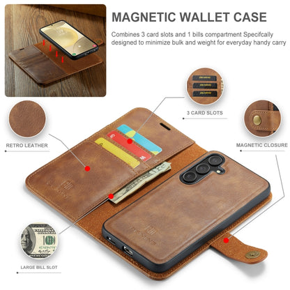 For Samsung Galaxy S24+ 5G DG.MING Crazy Horse Texture Detachable Magnetic Leather Case(Brown) - Galaxy S24+ 5G Cases by DG.MING | Online Shopping UK | buy2fix