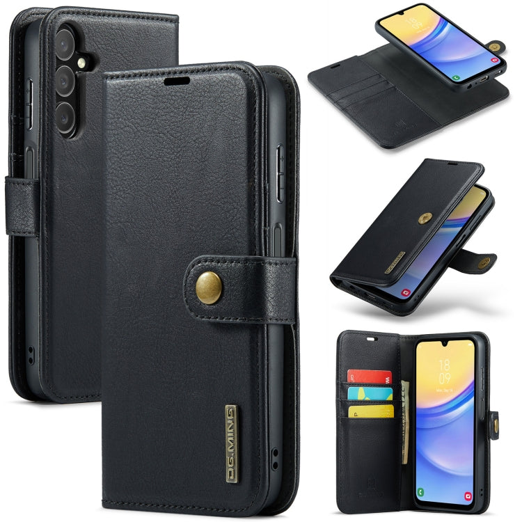 For Samsung Galaxy A15 5G / A15 4G DG.MING Crazy Horse Texture Detachable Magnetic Leather Case(Black) - Galaxy Phone Cases by DG.MING | Online Shopping UK | buy2fix