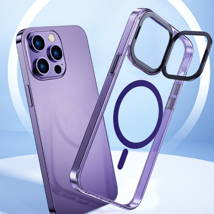 For iPhone 13 MagSafe Magnetic Invisible Holder Transparent Phone Case(Purple) - iPhone 13 Cases by buy2fix | Online Shopping UK | buy2fix