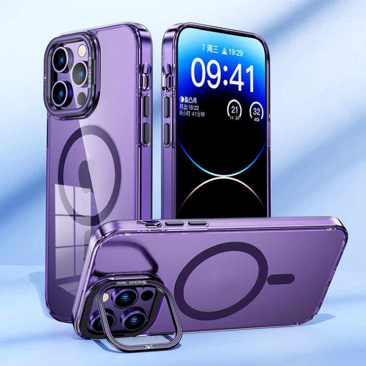 For iPhone 13 MagSafe Magnetic Invisible Holder Transparent Phone Case(Purple) - iPhone 13 Cases by buy2fix | Online Shopping UK | buy2fix