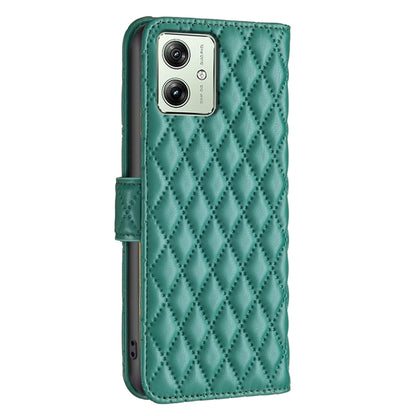 For Motorola Moto G54 5G EU Edition Diamond Lattice Wallet Flip Leather Phone Case(Green) - Motorola Cases by buy2fix | Online Shopping UK | buy2fix