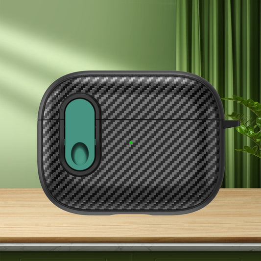 For AirPods Pro Carbon Fiber Texture Wireless Earphones Case with Security Lock(Dark Green) - For AirPods Pro by buy2fix | Online Shopping UK | buy2fix