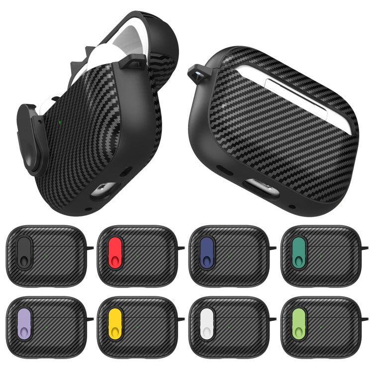 For AirPods Pro Carbon Fiber Texture Wireless Earphones Case with Security Lock(Dark Green) - For AirPods Pro by buy2fix | Online Shopping UK | buy2fix