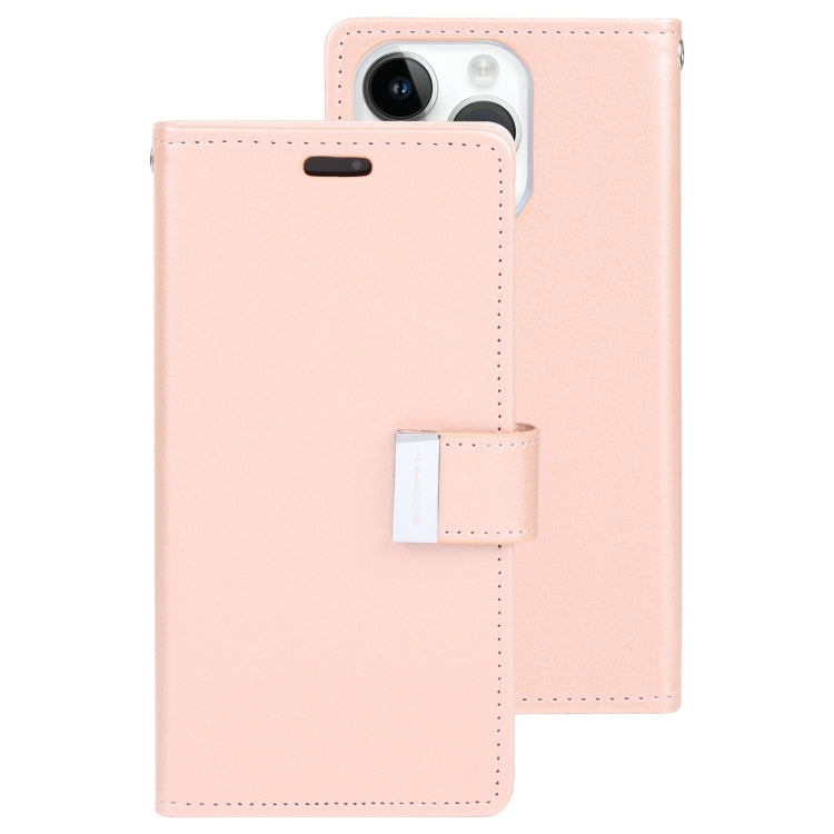 For iPhone 15 Pro Max GOOSPERY RICH DIARY Crazy Horse Texture Leather Phone Case(Rose Gold) - iPhone 15 Pro Max Cases by GOOSPERY | Online Shopping UK | buy2fix