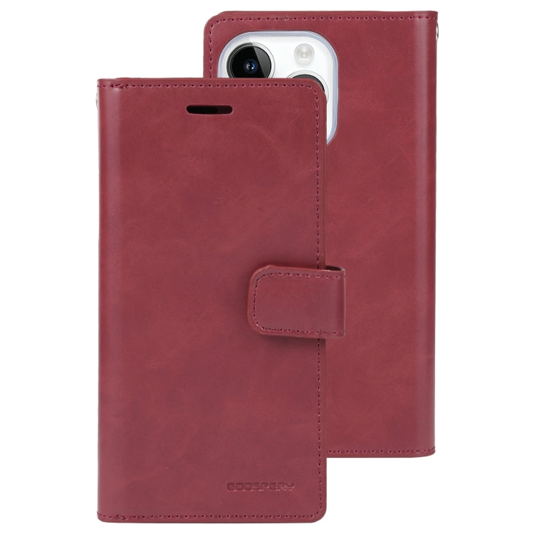 For iPhone 15 Pro Max GOOSPERY MANSOOR DIARY 9 Card Slots Leather Phone Case(Wine Red) - iPhone 15 Pro Max Cases by GOOSPERY | Online Shopping UK | buy2fix