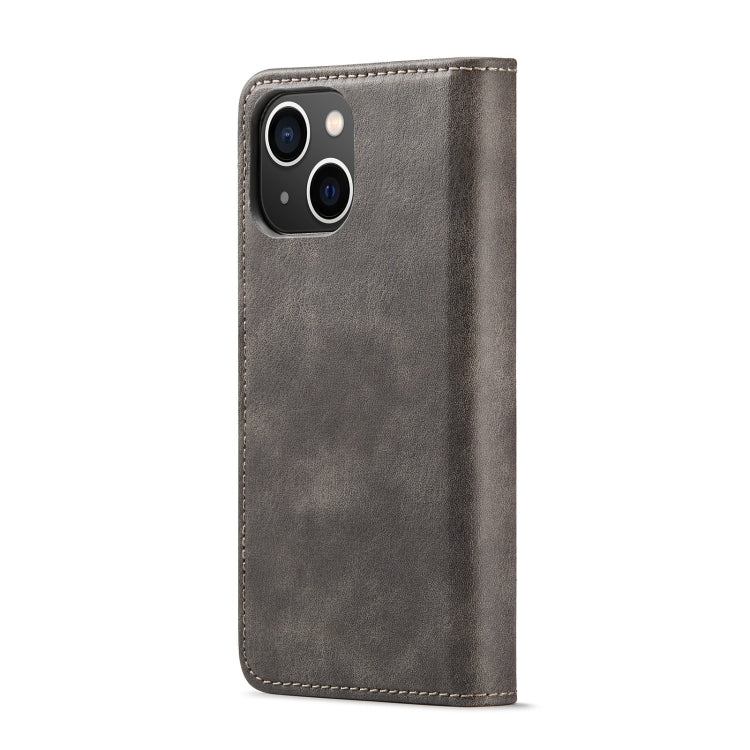 For iPhone 15 DG.MING Crazy Horse Texture Detachable Magnetic Leather Phone Case(Grey) - iPhone 15 Cases by DG.MING | Online Shopping UK | buy2fix