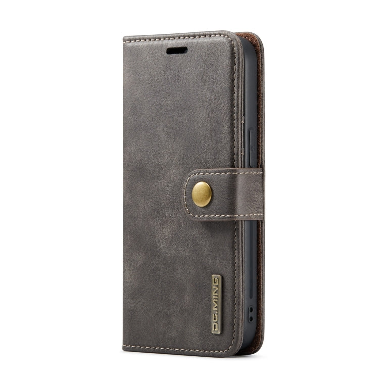 For iPhone 15 Pro DG.MING Crazy Horse Texture Detachable Magnetic Leather Phone Case(Grey) - iPhone 15 Pro Cases by DG.MING | Online Shopping UK | buy2fix