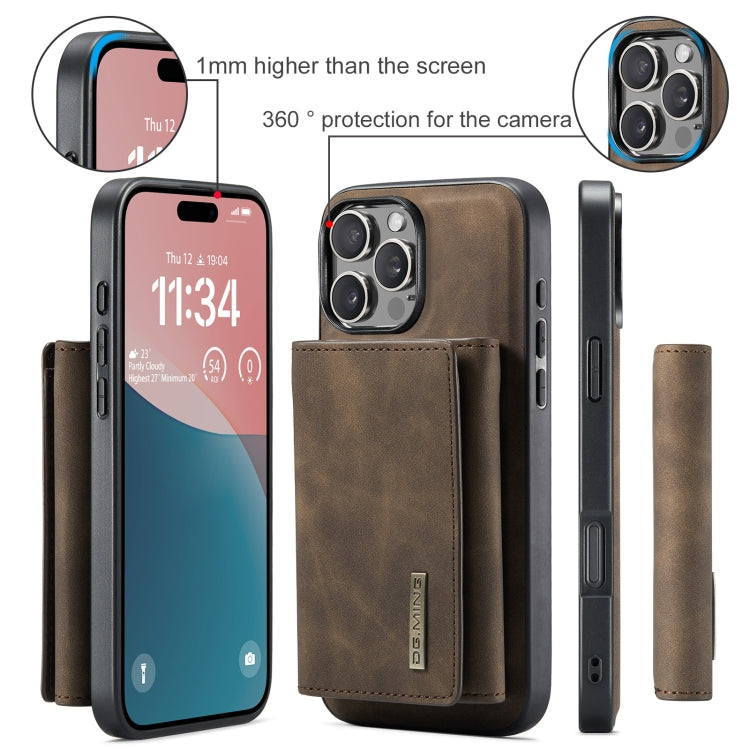 For iPhone 16 Pro Max DG.MING M1 Series 3-Fold Multi Card Wallet Leather Phone Case(Coffee) - iPhone 16 Pro Max Cases by DG.MING | Online Shopping UK | buy2fix