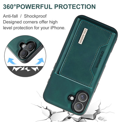 For iPhone 16 Plus DG.MING M2 Series 3-Fold Card Bag Wallet Leather Phone Case(Green) - iPhone 16 Plus Cases by DG.MING | Online Shopping UK | buy2fix