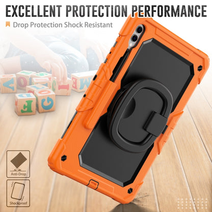 For Samsung Galaxy Tab S9+ D Type Silicone Hybrid PC Tablet Case with Handle Holder(Orange) - Galaxy Tab S9+ Cases by buy2fix | Online Shopping UK | buy2fix