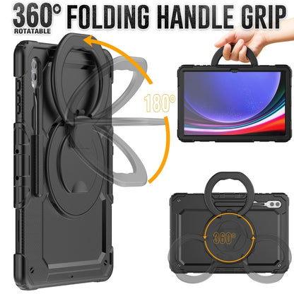 For Samsung Galaxy Tab S10 Ultra D Type Silicone Hybrid PC Tablet Case with Handle Holder(Black) - Galaxy Tab S9 Ultra Cases by buy2fix | Online Shopping UK | buy2fix