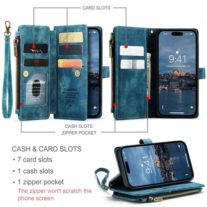 For iPhone 15 Pro CaseMe C30 Multifunctional Leather Phone Case(Blue) - iPhone 15 Pro Cases by CaseMe | Online Shopping UK | buy2fix