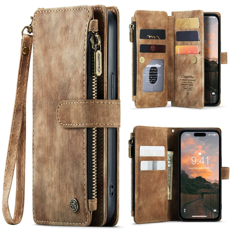 For iPhone 15 Pro CaseMe C30 Multifunctional Leather Phone Case(Brown) - iPhone 15 Pro Cases by CaseMe | Online Shopping UK | buy2fix