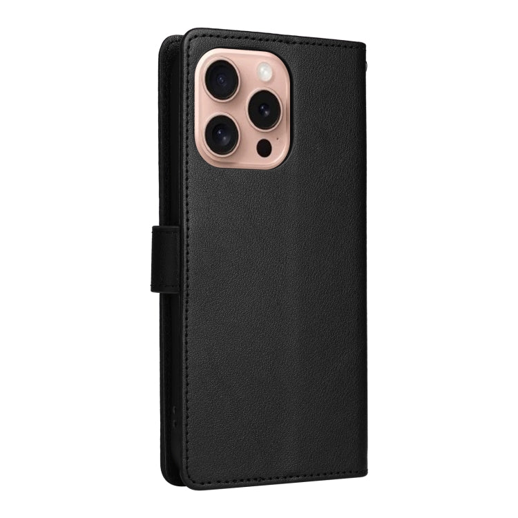 For iPhone 16 Pro Max Multifunctional Horizontal Flip Leather Phone Case with Three Card Slots(Black) - iPhone 16 Pro Max Cases by buy2fix | Online Shopping UK | buy2fix