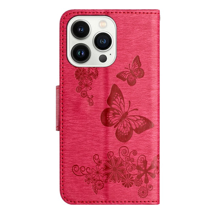 For iPhone 16 Pro Max Butterfly Embossed Flip Leather Phone Case(Red) - iPhone 16 Pro Max Cases by buy2fix | Online Shopping UK | buy2fix